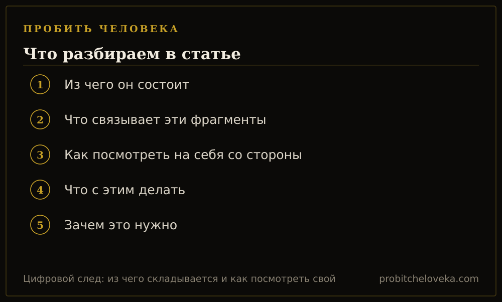 Пробить человека: план статьи «Цифровой след: из чего складывается и как посмотреть свой»
