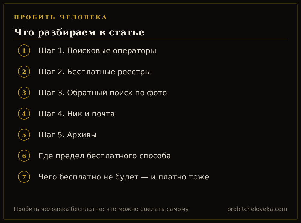 Пробить человека: план статьи «Пробить человека бесплатно: что можно сделать самому»