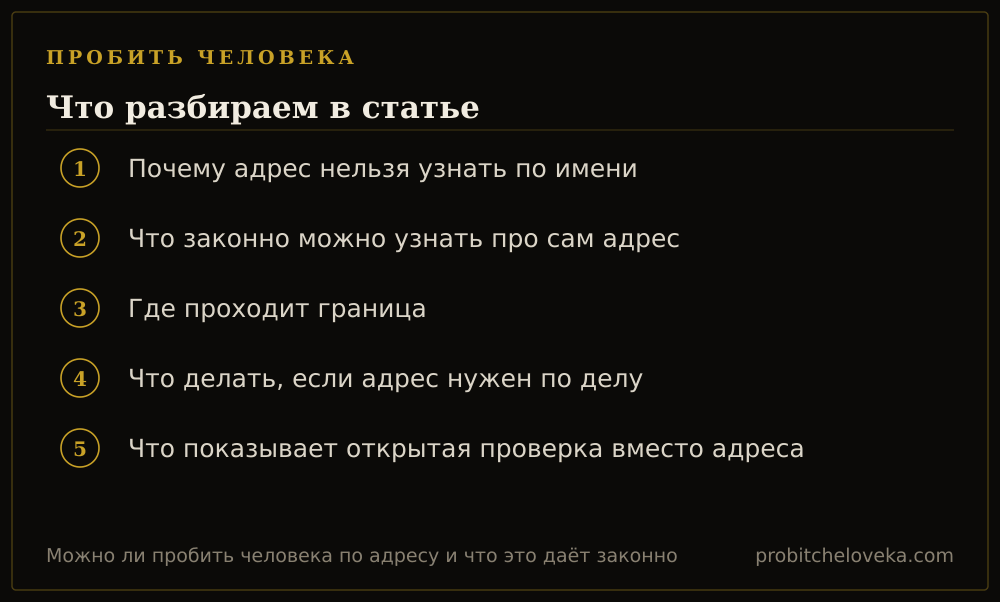 Пробить человека: план статьи «Можно ли пробить человека по адресу и что это даёт законно»