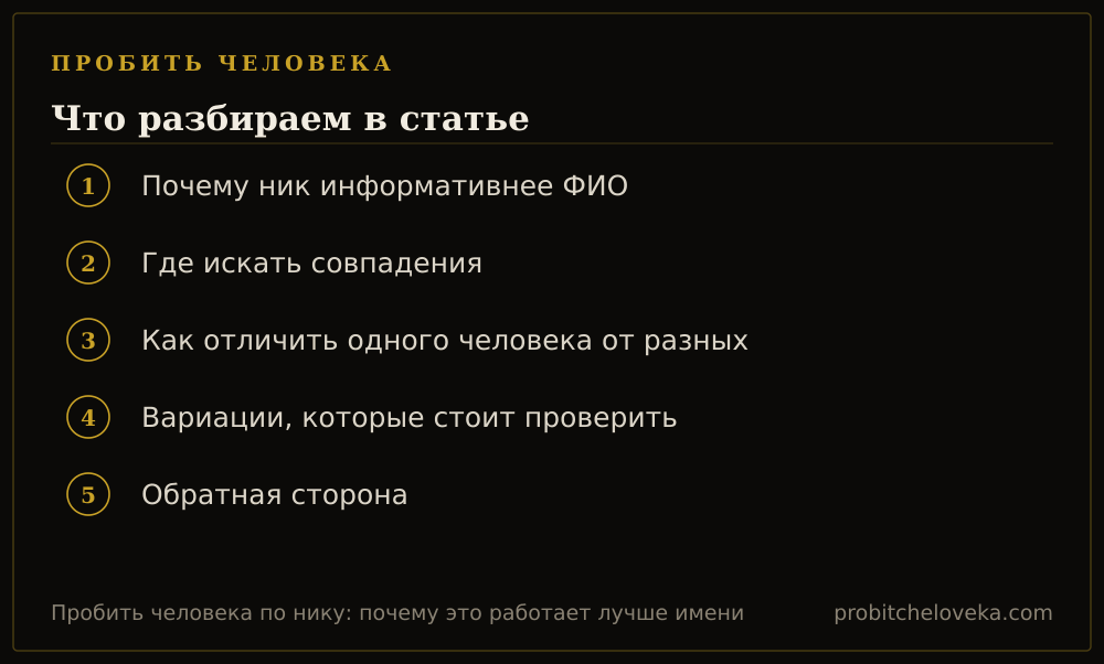 Пробить человека: план статьи «Пробить человека по нику: почему это работает лучше имени»