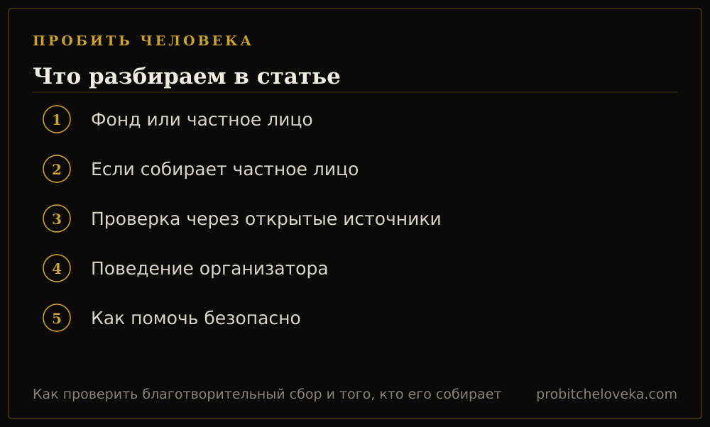 Пробить человека: план статьи «Как проверить благотворительный сбор и того, кто его собирает»