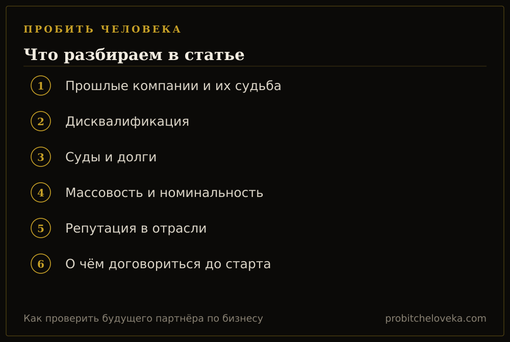 Пробить человека: план статьи «Как проверить будущего партнёра по бизнесу»