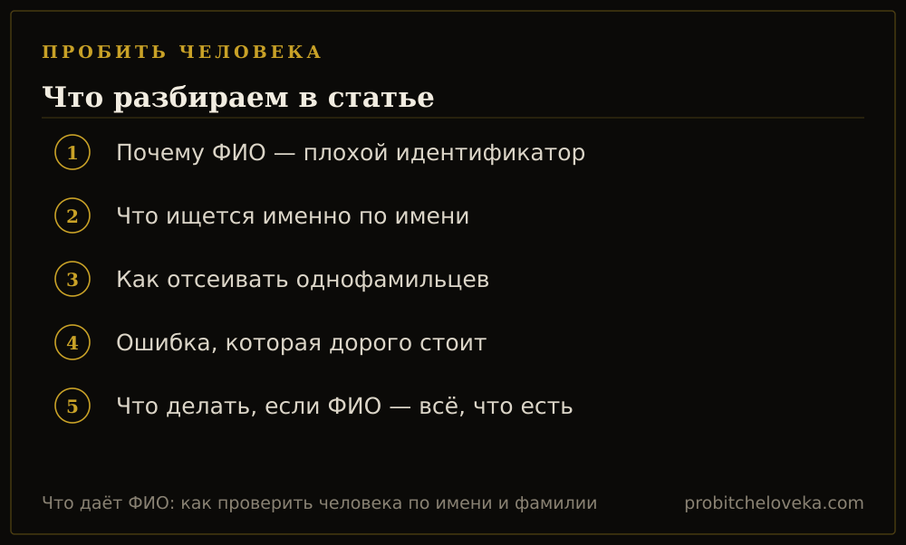 Пробить человека: план статьи «Что даёт ФИО: как проверить человека по имени и фамилии»