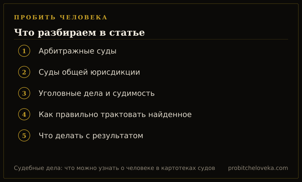 Пробить человека: план статьи «Судебные дела: что можно узнать о человеке в картотеках судов»